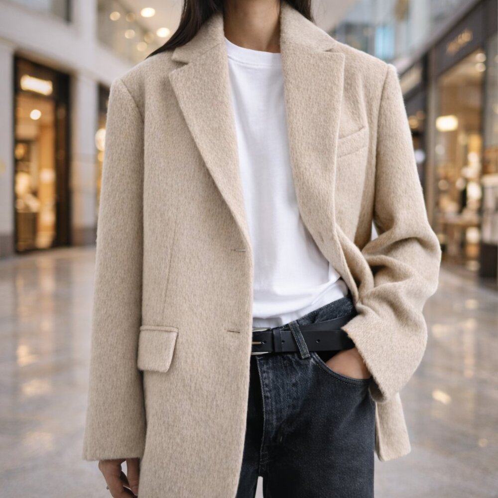 NWT Premium Quality Wool Blend Jacket Blazer Coat With Flap Pockets